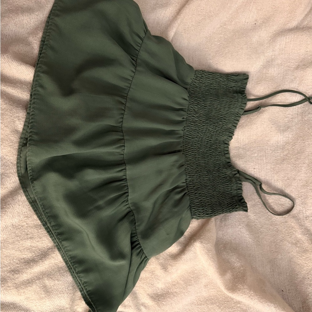 Paper Crane forest green  babydoll Top